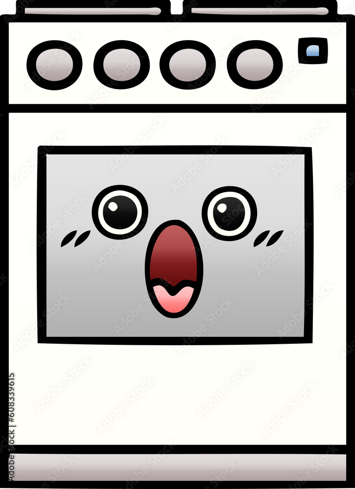 gradient shaded cartoon of a kitchen oven