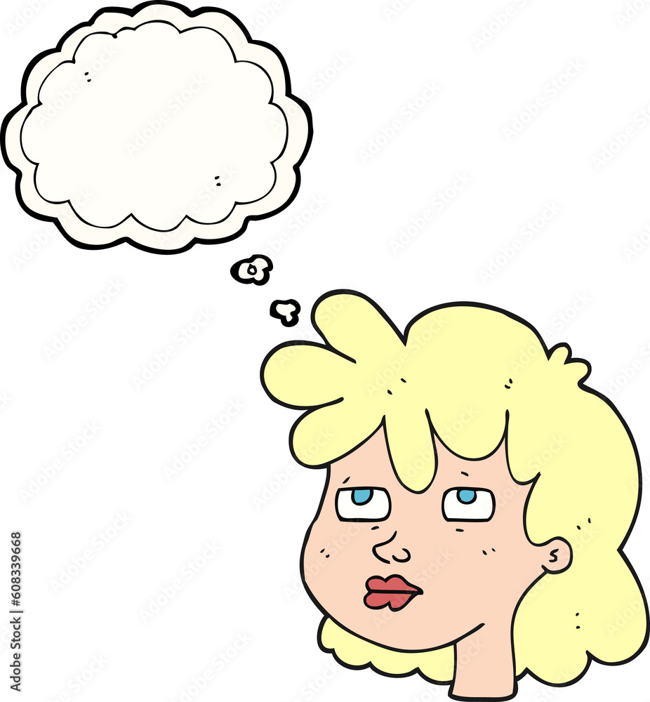 freehand drawn thought bubble cartoon female face freehand drawn thought bubble cartoon female face