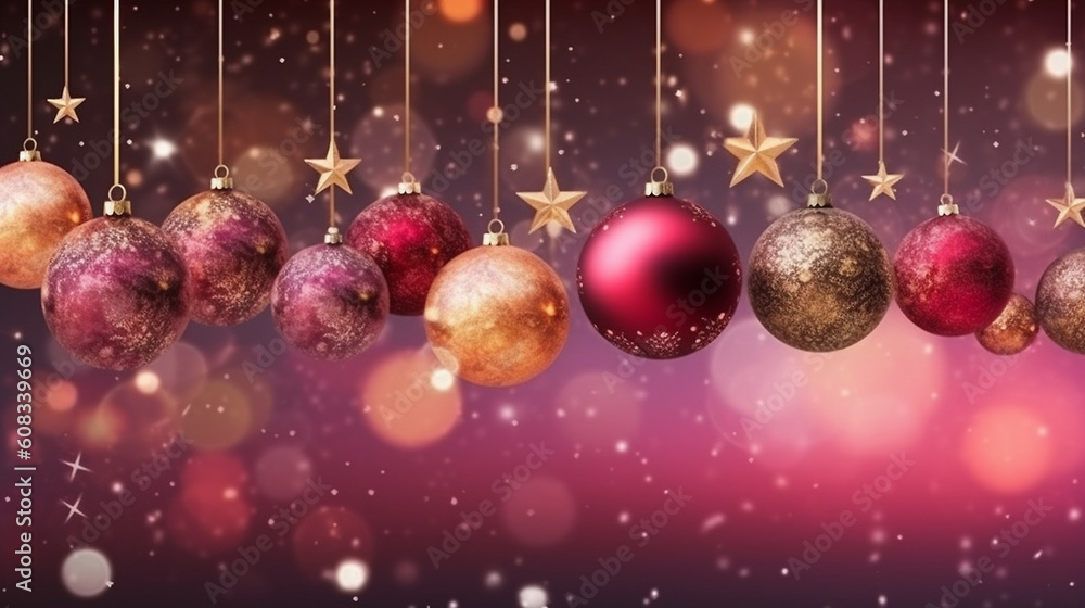 Viele schöne Weihnachtskugel in Reihe dekoriert als Postkarte und Hintergrund, ai generativ Viele schöne Weihnachtskugel in Reihe dekoriert als Postkarte und Hintergrund, ai generativ
