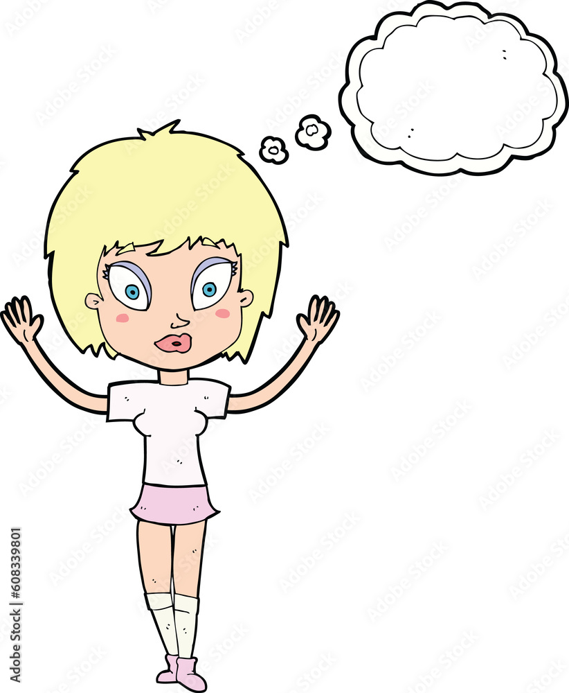 cartoon pretty girl with thought bubble cartoon pretty girl with thought bubble
