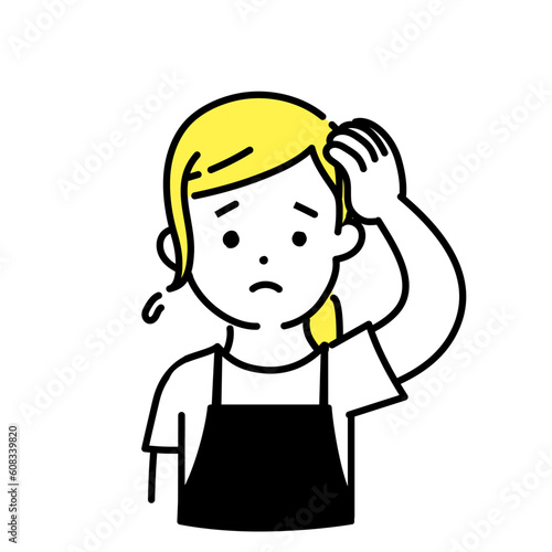 かわいい人物のイラストシリーズ _ 女性の店員_ 困る