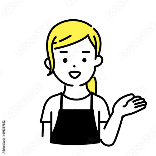かわいい人物のイラストシリーズ _ 女性の店員_ 案内