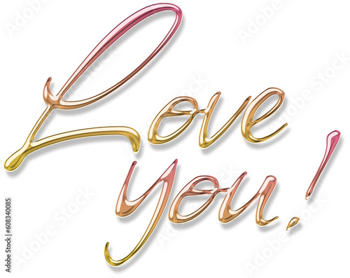 Love You gold font