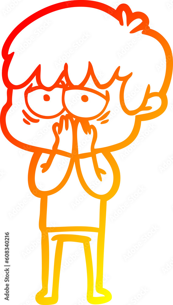 warm gradient line drawing of a cartoon exhausted boy warm gradient line drawing of a cartoon exhausted boy