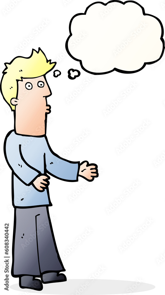 cartoon man explaining with thought bubble cartoon man explaining with thought bubble