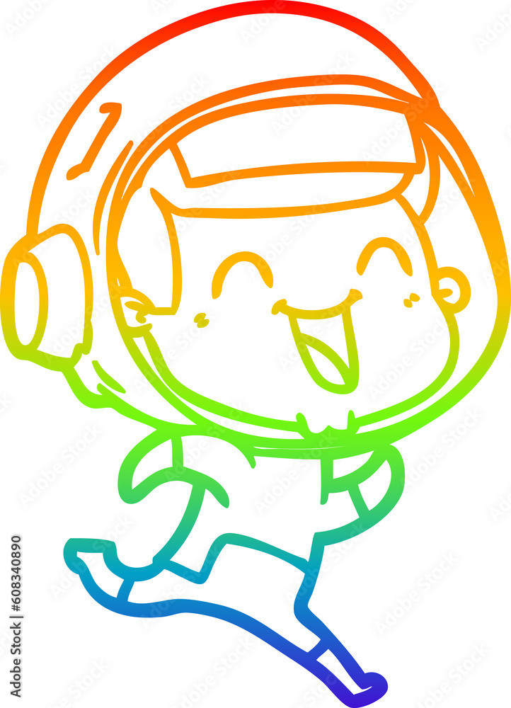 rainbow gradient line drawing of a happy cartoon astronaut rainbow gradient line drawing of a happy cartoon astronaut