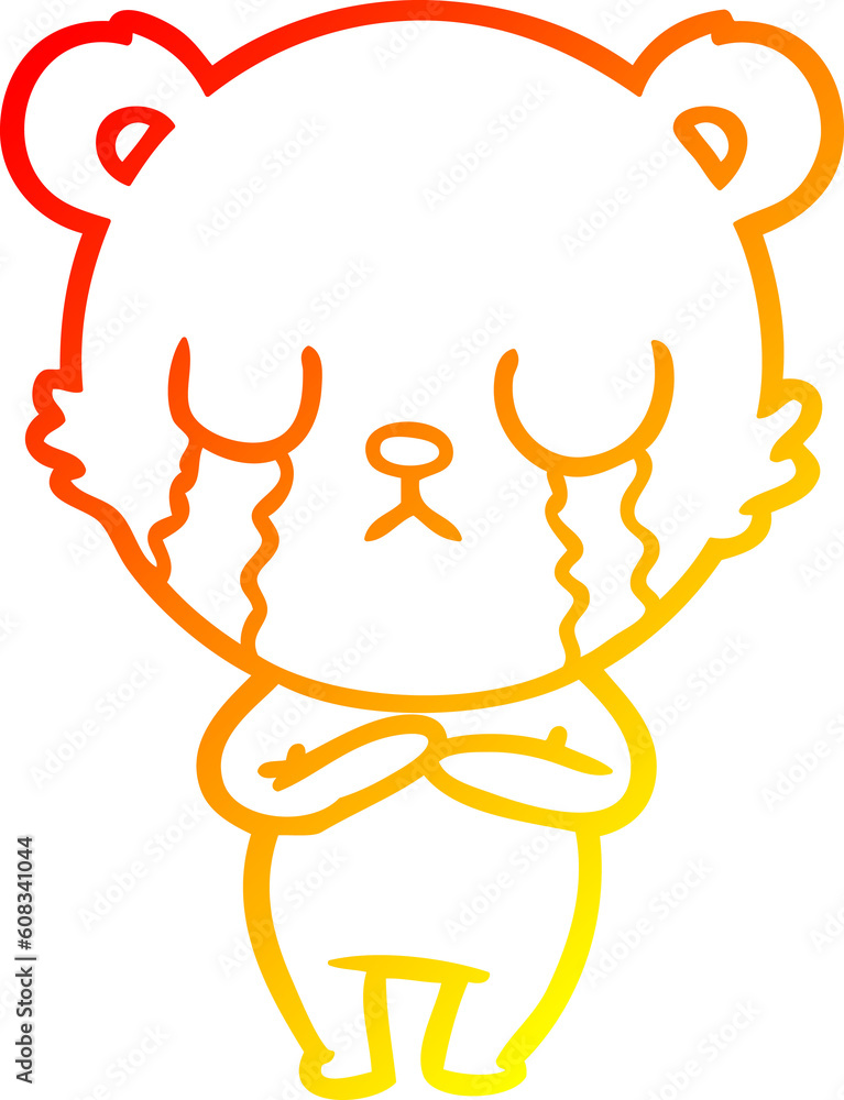 warm gradient line drawing of a crying polar bear cartoon warm gradient line drawing of a crying polar bear cartoon