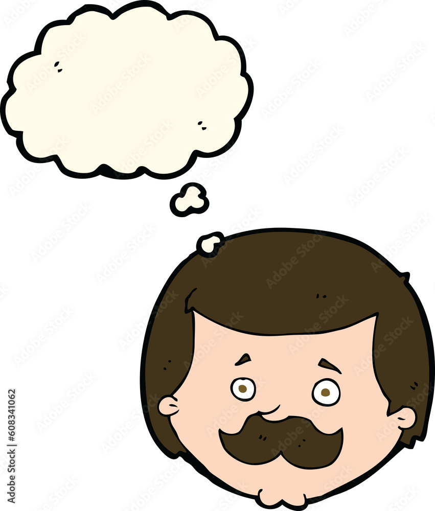 cartoon man with mustache with thought bubble cartoon man with mustache with thought bubble