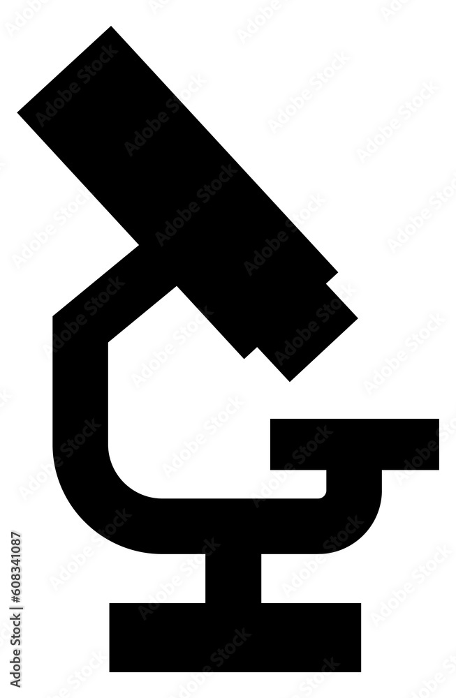 Microscope icon. Black science research. Lab equipment Microscope icon. Black science research. Lab equipment