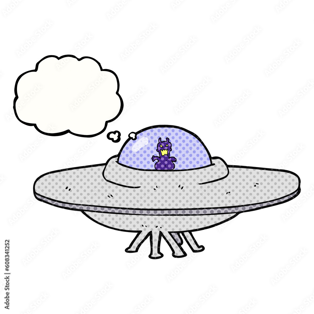 freehand drawn thought bubble cartoon UFO freehand drawn thought bubble cartoon UFO