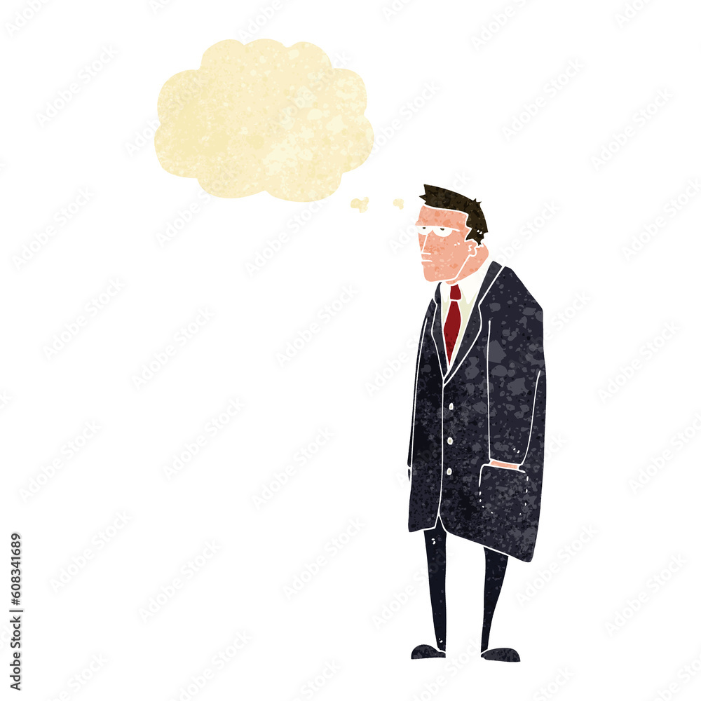Obraz premium cartoon bad tempered man with thought bubble