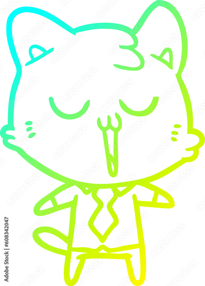 cold gradient line drawing of a cartoon cat in shirt and tie cold gradient line drawing of a cartoon cat in shirt and tie