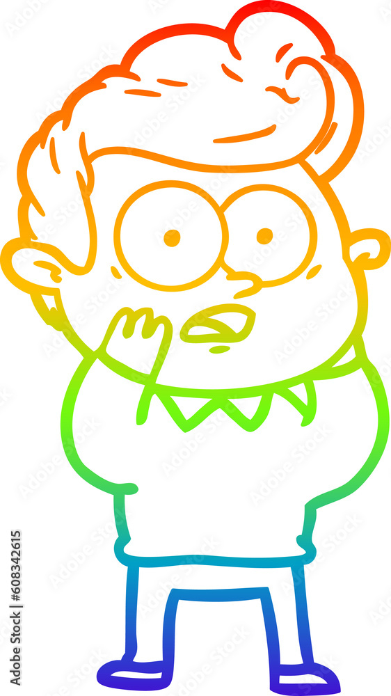 rainbow gradient line drawing of a cartoon staring man rainbow gradient line drawing of a cartoon staring man