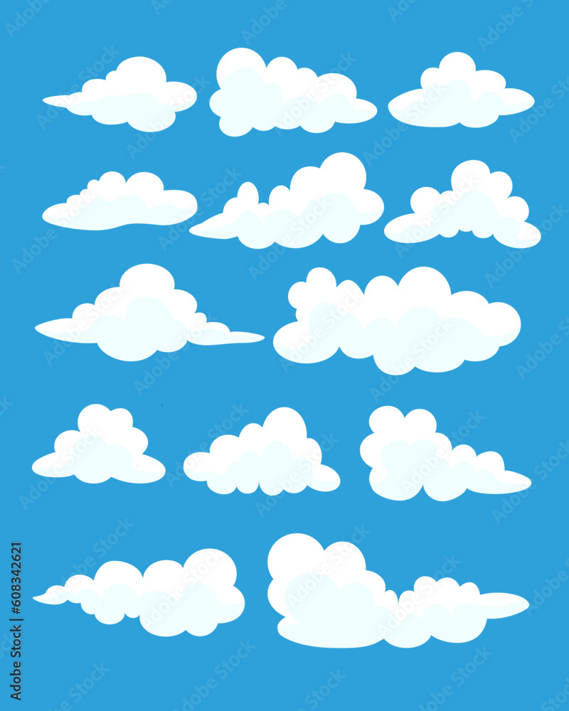 Set of clouds with blue background Set of clouds with blue background