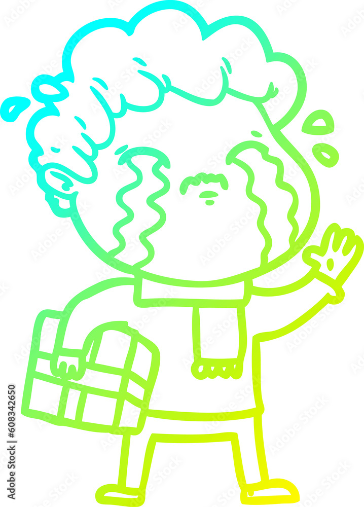 cold gradient line drawing of a cartoon man crying cold gradient line drawing of a cartoon man crying