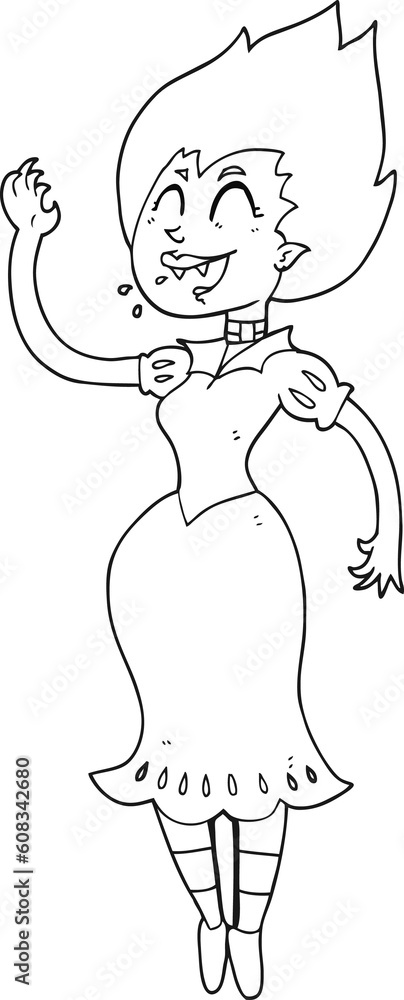 freehand drawn black and white cartoon vampire girl freehand drawn black and white cartoon vampire girl