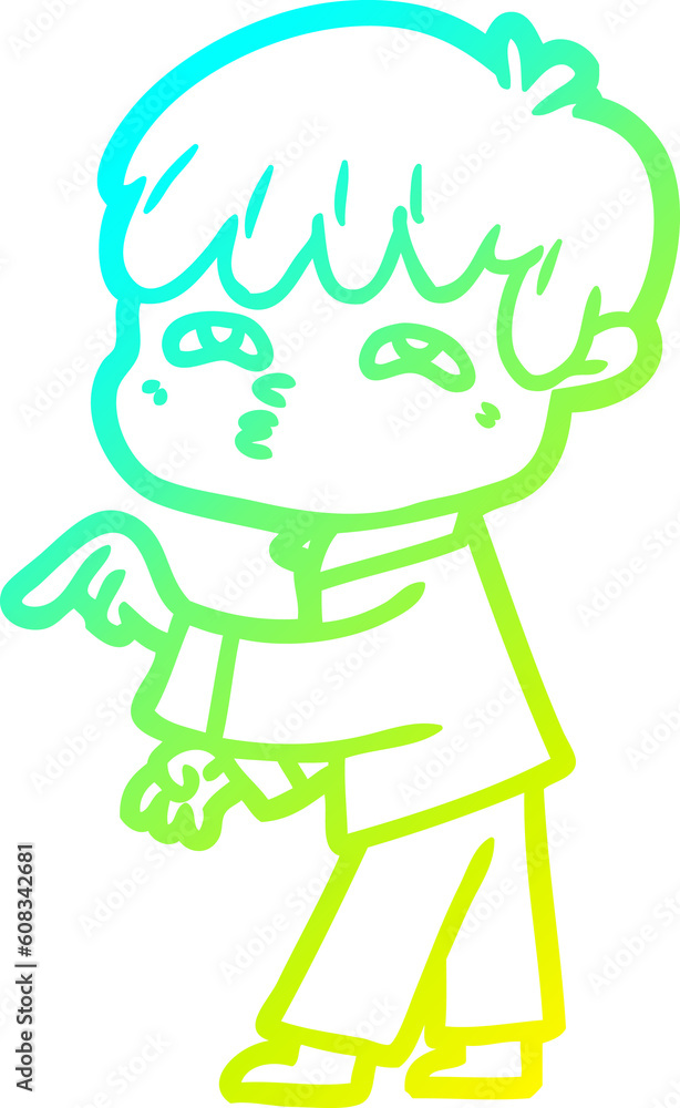 cold gradient line drawing of a cartoon curious man cold gradient line drawing of a cartoon curious man