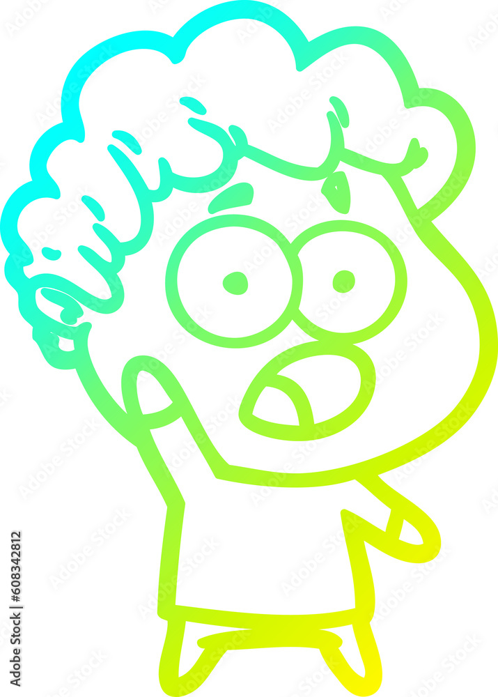 cold gradient line drawing of a cartoon shocked man cold gradient line drawing of a cartoon shocked man