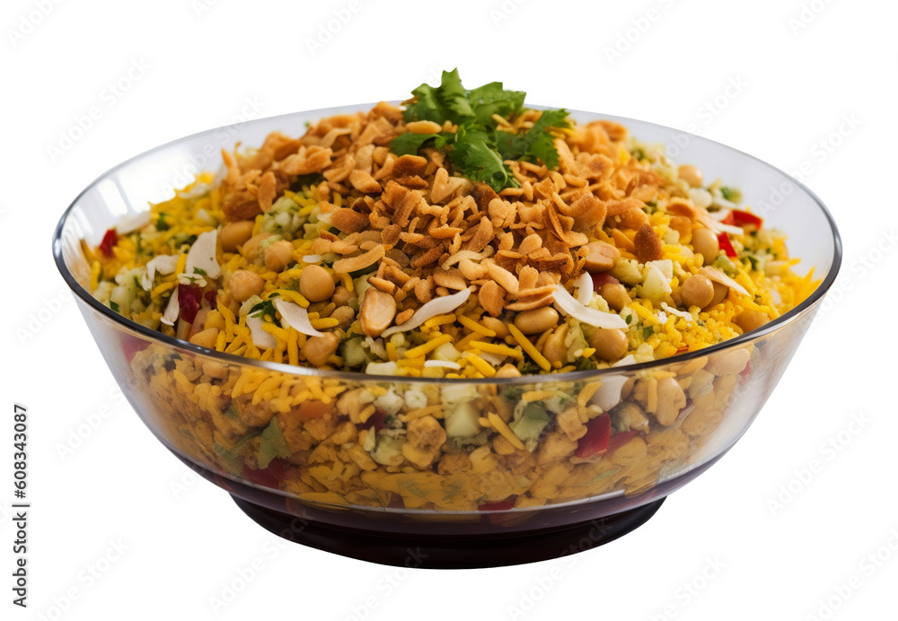 Bhelpuri on transparent background. Generative AI. Bhelpuri on transparent background. Generative AI.