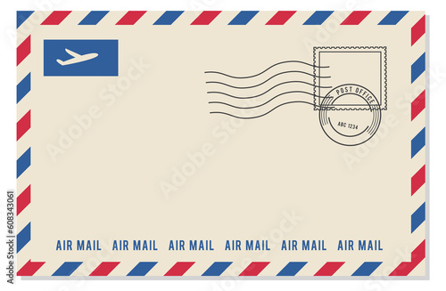 Air mail envelope template. Decorative paper letter