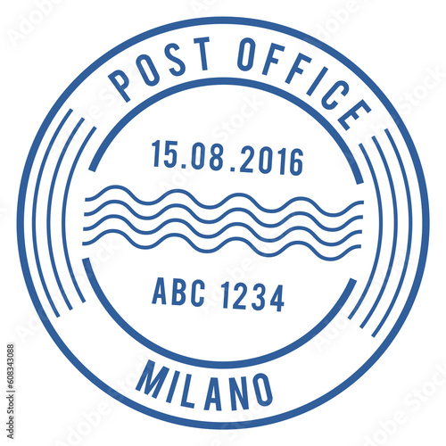 Post office label. Round retro mail stamp