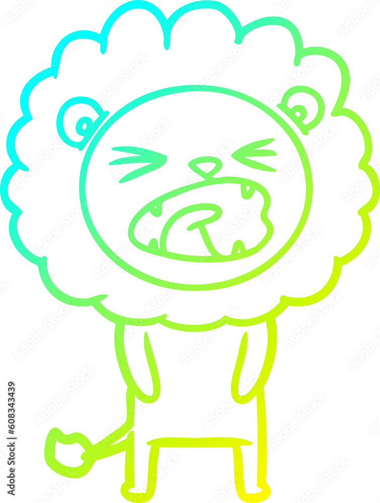 cold gradient line drawing of a cartoon lion cold gradient line drawing of a cartoon lion