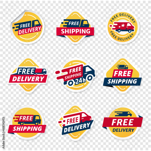 Vector free shipping and delivery labels set