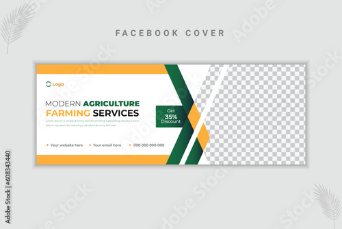 Agriculture Farming or Lawn Garden Services and Web Banner Design Template
