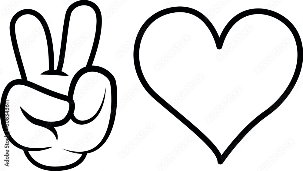 Peace sign hand with heart SVG Cut File for Cricut and Silhouette, EPS Vector, PNG , JPEG , Zip Folder Peace sign hand with heart SVG Cut File for Cricut and Silhouette, EPS Vector, PNG , JPEG , Zip Folder