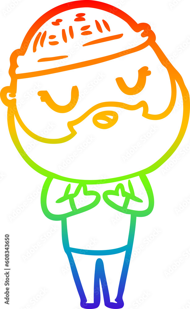 rainbow gradient line drawing of a cartoon man with beard rainbow gradient line drawing of a cartoon man with beard