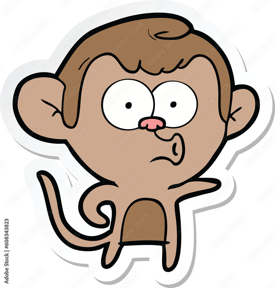 sticker of a cartoon pointing monkey sticker of a cartoon pointing monkey