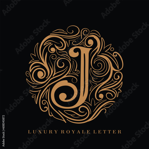 Letter J Luxury Royal Circle Ornament Logo