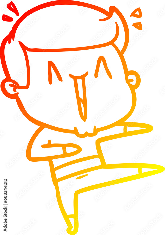 warm gradient line drawing of a cartoon excited man warm gradient line drawing of a cartoon excited man