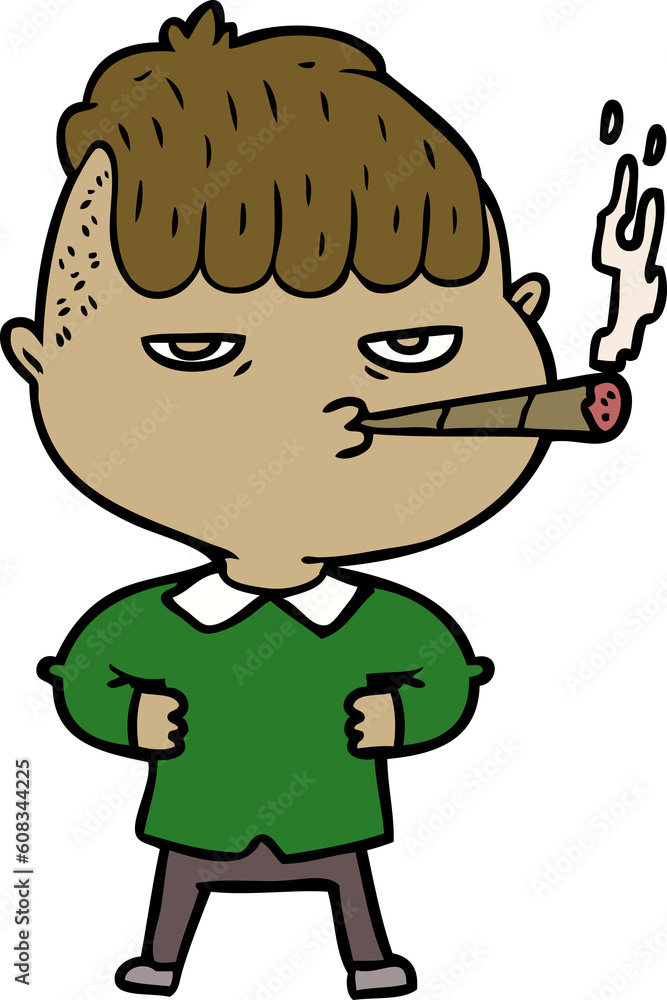 cartoon man smoking