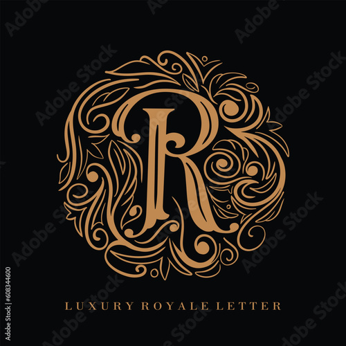 Letter R Luxury Royal Circle Ornament Logo
