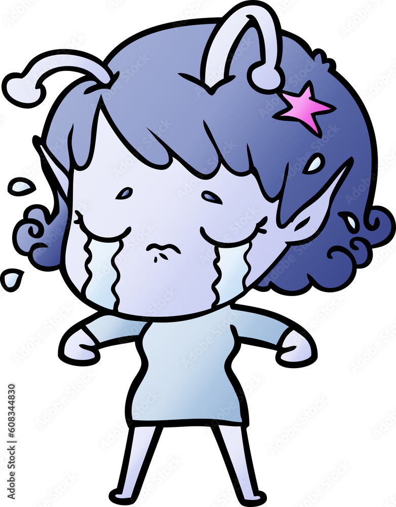 cartoon crying alien girl cartoon crying alien girl