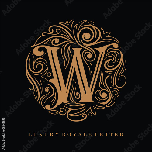 Letter W Luxury Royal Circle Ornament Logo