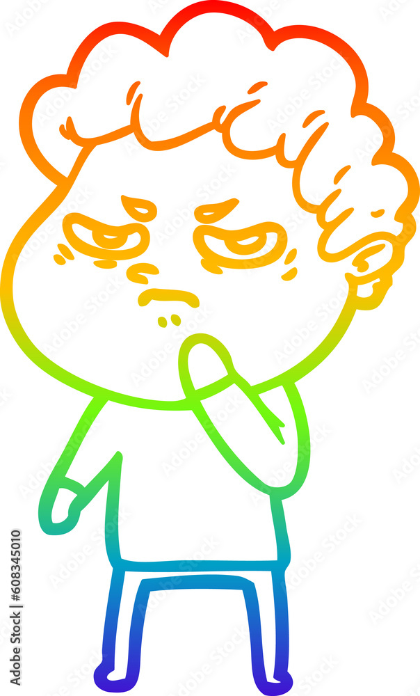 rainbow gradient line drawing of a cartoon angry man rainbow gradient line drawing of a cartoon angry man