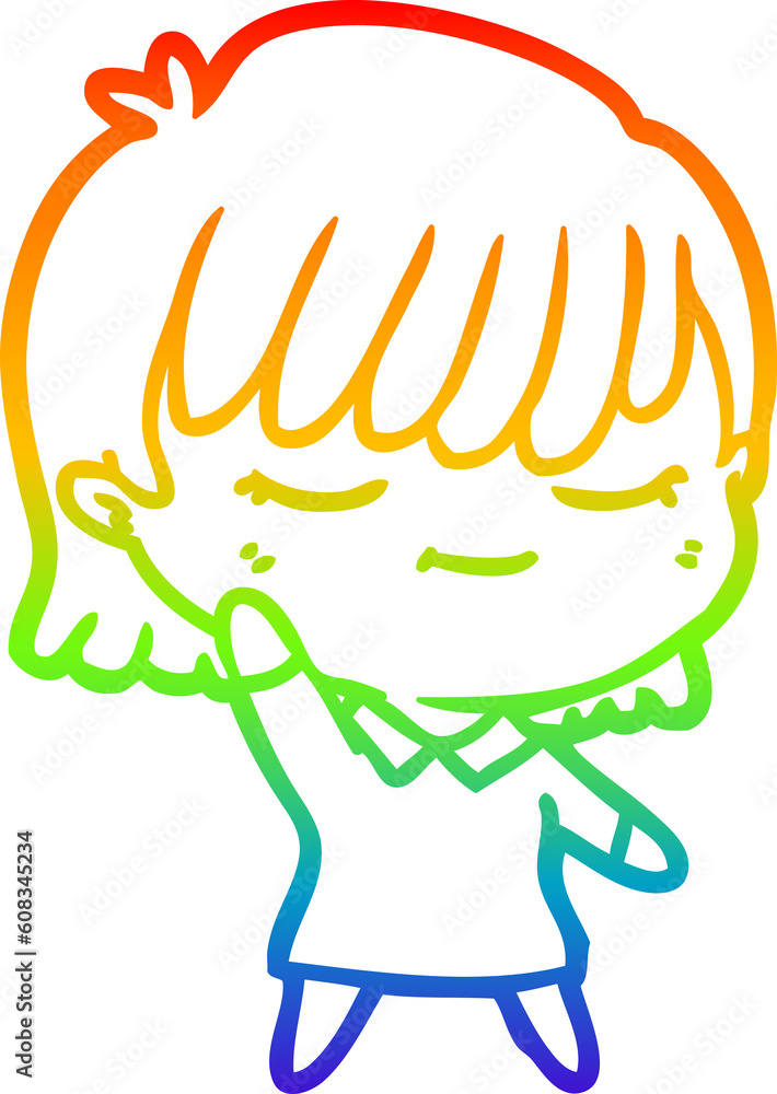 rainbow gradient line drawing of a cartoon woman rainbow gradient line drawing of a cartoon woman
