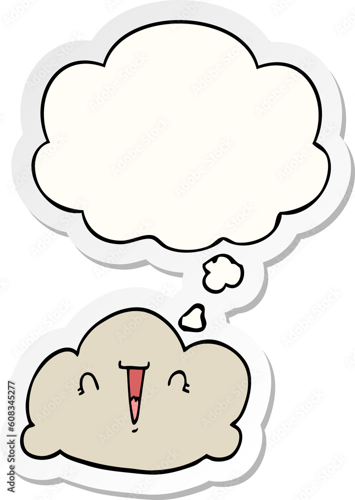 cartoon cloud with thought bubble as a printed sticker cartoon cloud with thought bubble as a printed sticker