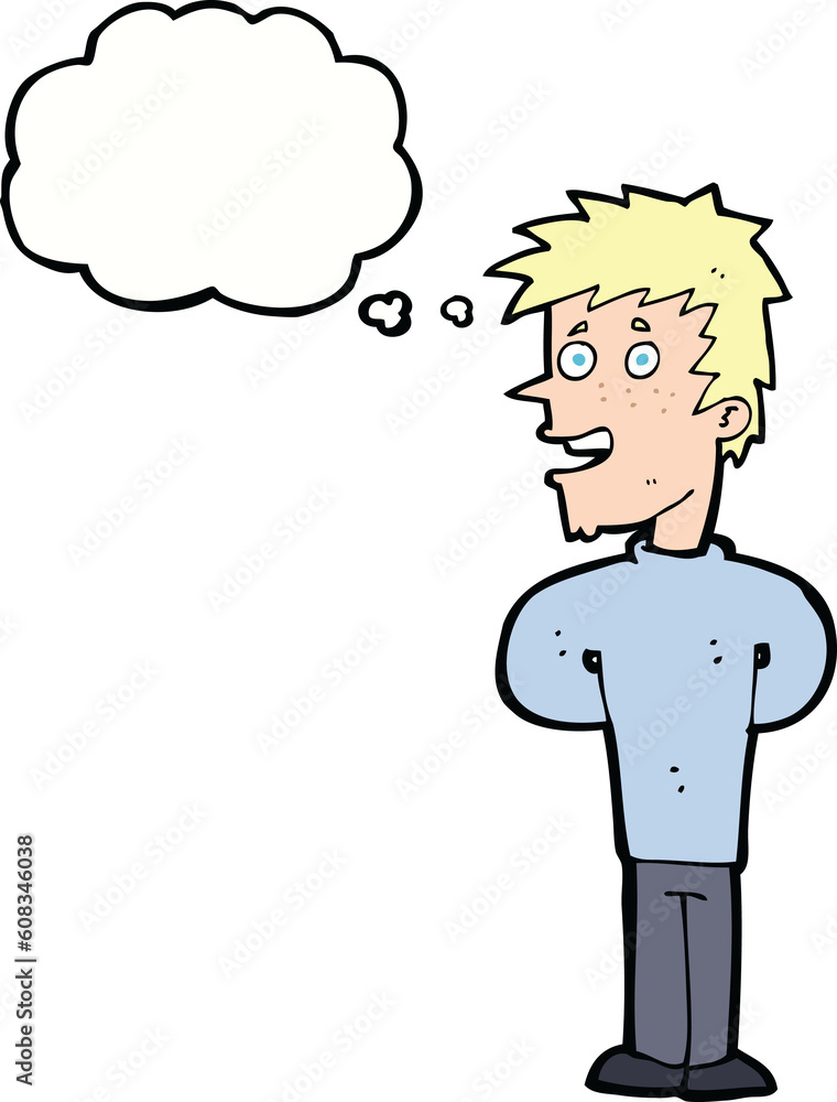 cartoon happy man with thought bubble cartoon happy man with thought bubble