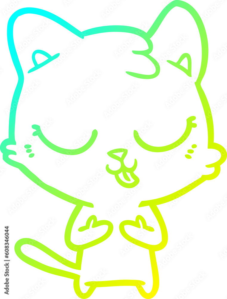 cold gradient line drawing of a cartoon cat cold gradient line drawing of a cartoon cat