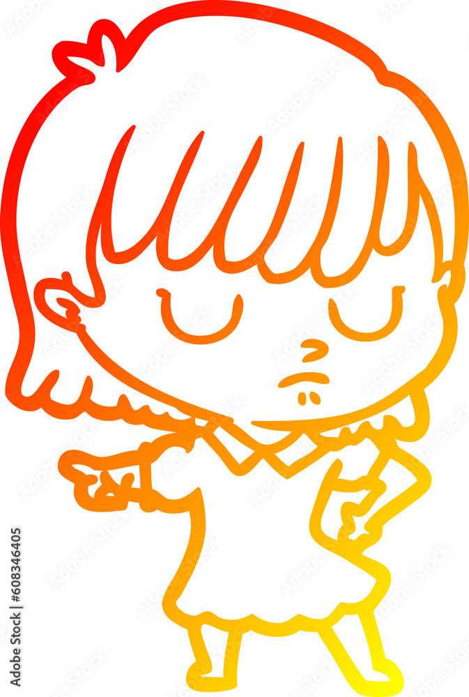 warm gradient line drawing of a cartoon woman warm gradient line drawing of a cartoon woman