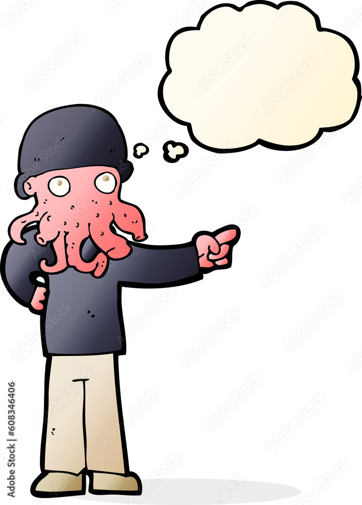 cartoon alien monster man with thought bubble cartoon alien monster man with thought bubble