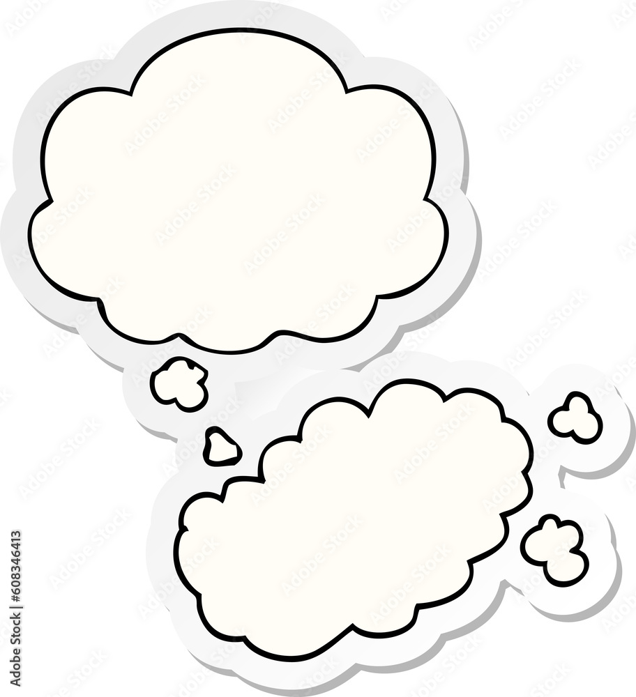 cartoon puff of smoke with thought bubble as a printed sticker