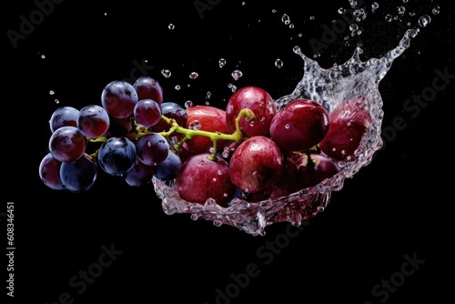 stock photo of water splash with grape isolated Food Photography