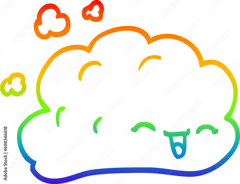 rainbow gradient line drawing of a cartoon grey smoke rainbow gradient line drawing of a cartoon grey smoke