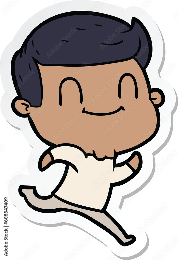 sticker of a cartoon friendly man sticker of a cartoon friendly man