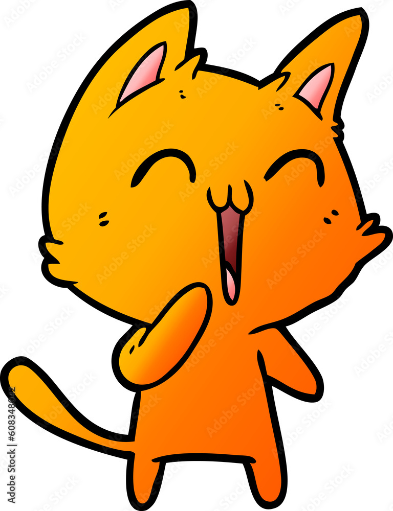 happy cartoon cat meowing happy cartoon cat meowing