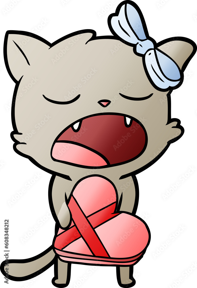 cartoon cat with valentines gift cartoon cat with valentines gift
